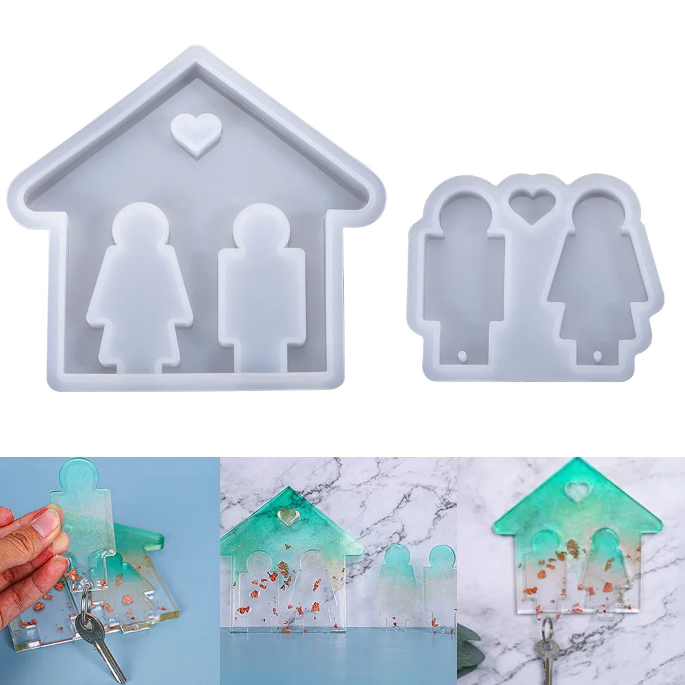 Molde de silicona con forma de casa para llavero, colgante de pared para  manualidades de resina epoxi, accesorios de joyería para decoración del  hogar - AliExpress