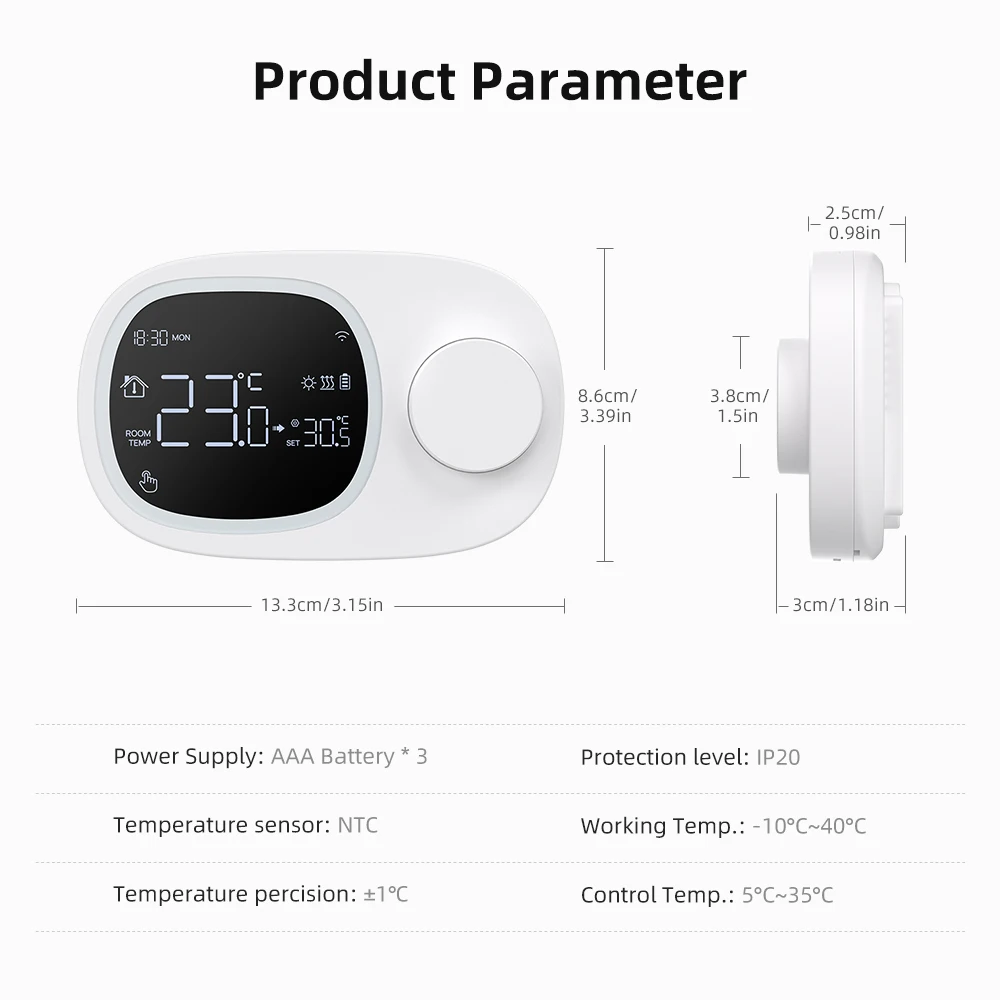 Smart Thermostat Temperature Controller AVATTO Tuya WiFi Heating/Cooling Water Gas Boiler Low Power Battery Alexa Google Home