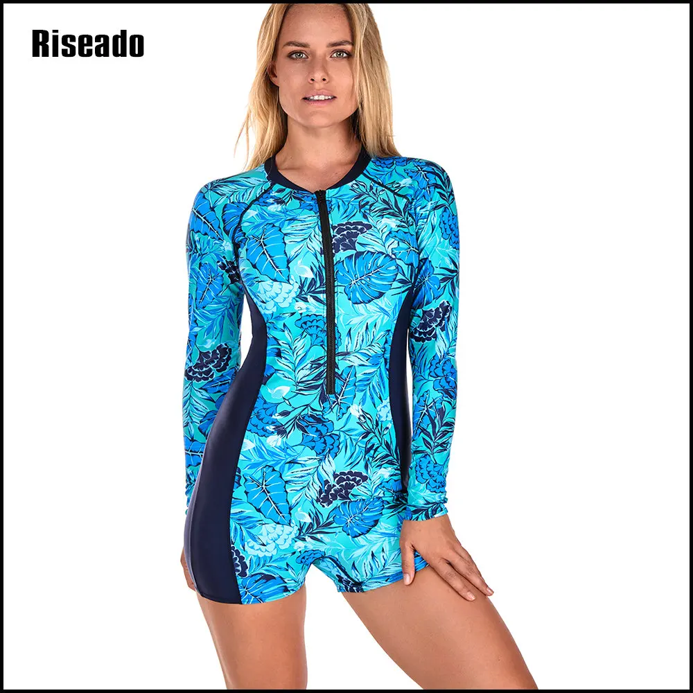 

Long Sleeve Swimwear Women One Piece Leaf Print Swimsuits 2023 Rashguard Surfing Bathing Suits Beachwear (UPF 50+)