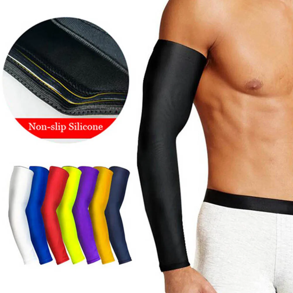 

1 Pcs Breathable Quick Dry UV Protection Running Arm Sleeves Basketball Elbow Pad Fitness Armguards Sports Cycling Arm Warmers