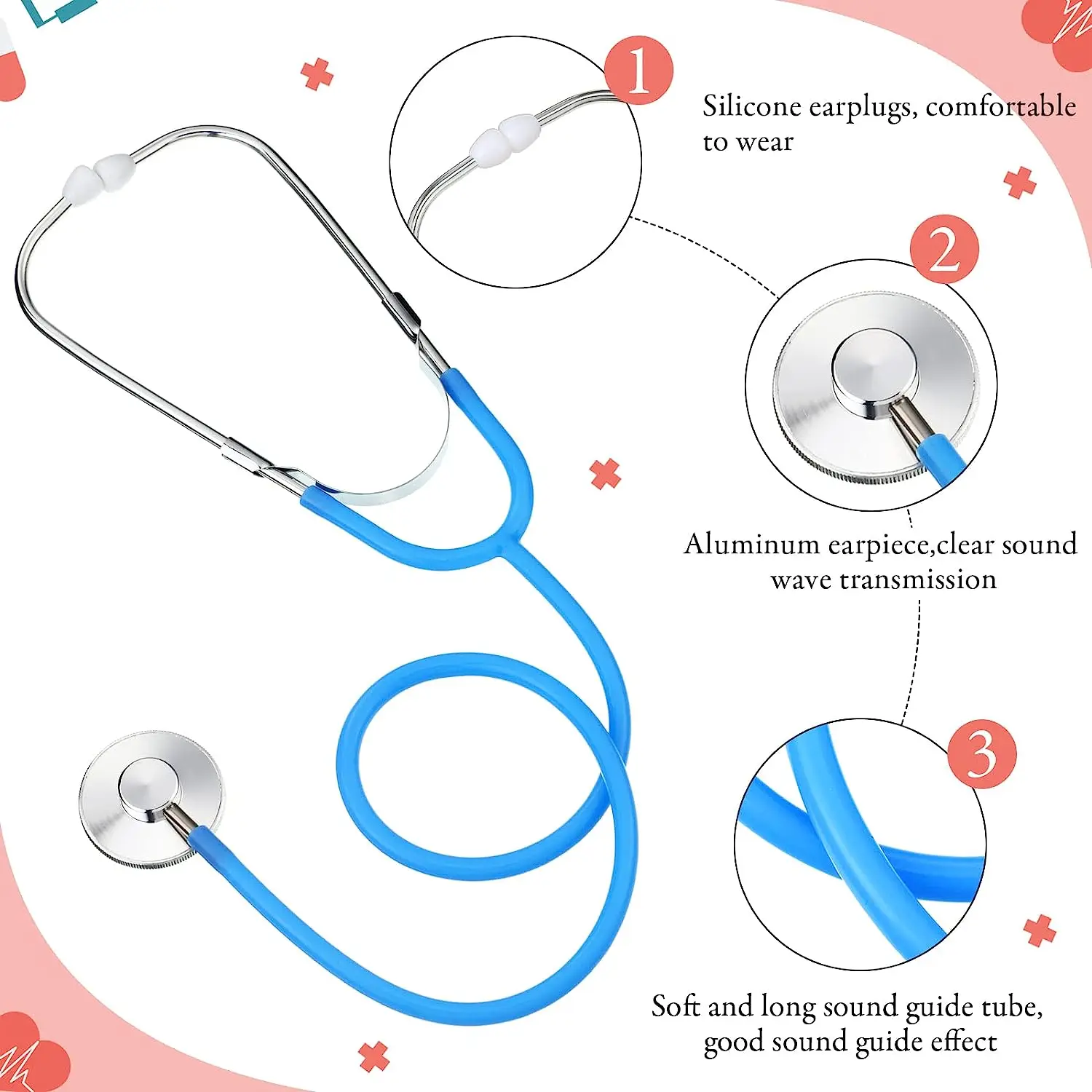 Kids Stethoscope Toy Working Nursing Real Stethoscope Doctor Kit for Kids Role Play Pretend Game Doctor Nurse Costume Accessory 4