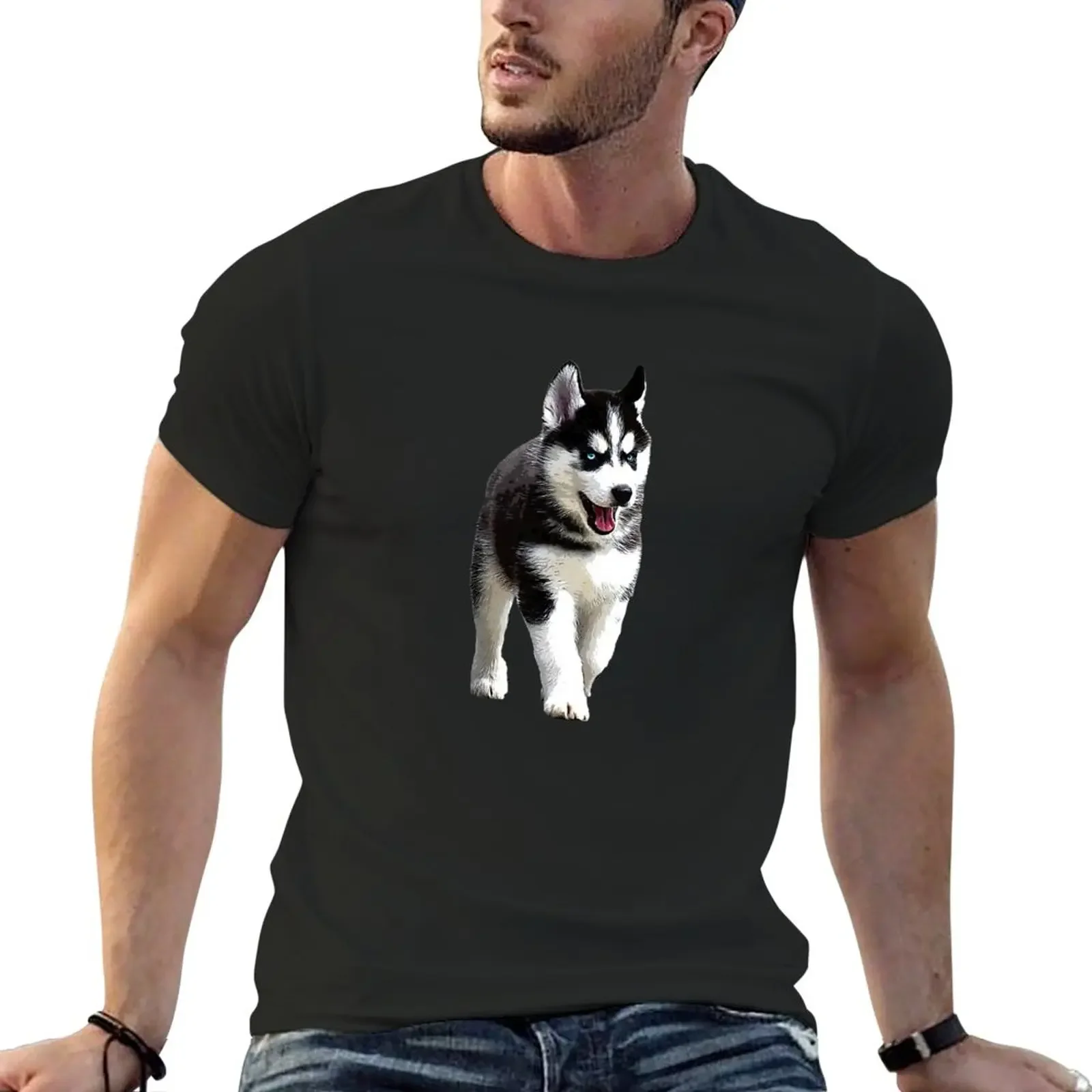 

Siberian Husky Puppy Dog T-Shirt Tee shirt graphics summer tops men clothings