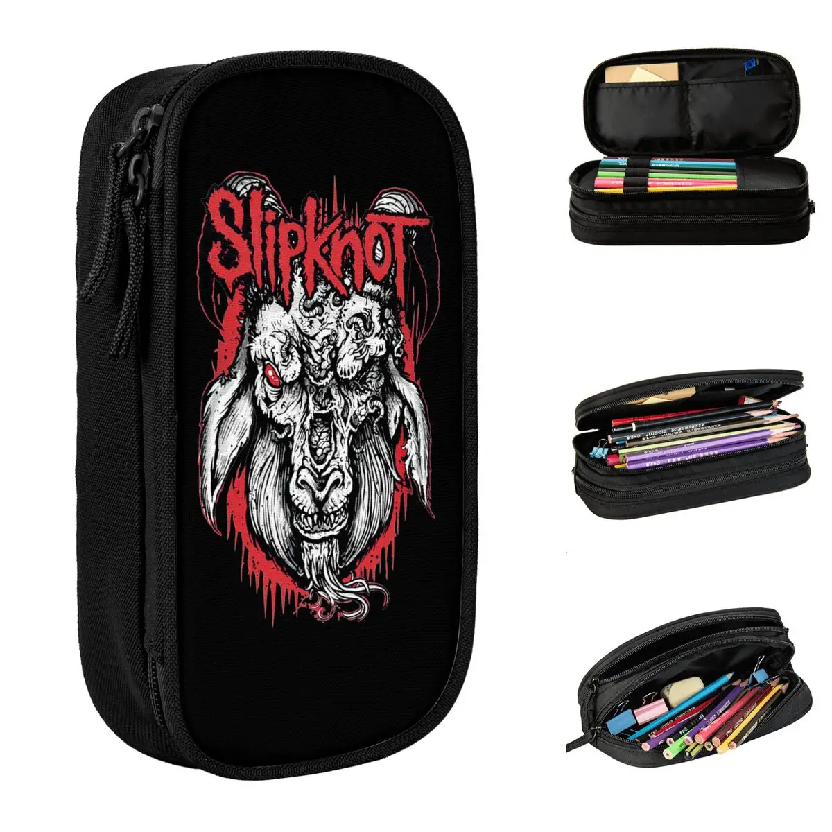 

S-Slipknots Rock Heavy Mental Pencil Case Pencilcases Pen Box for Student Large Storage Bag School Supplies Zipper Stationery