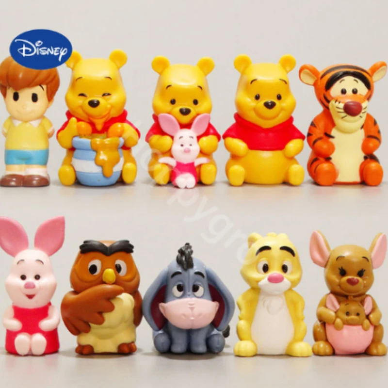 

10pcs/Set Disney Action Figures Winnie The Pooh Piglet Tigger Eeyore Owl Rabbit Anime Toy Collection Toys for Girl Children Gift