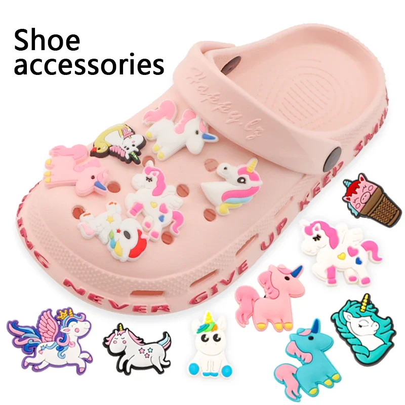 

1Pcs Unicorn Cartoon Croc Charms In Bulk For Kids Adult Hole Shoes Sandals PVC Shoe Decoration Cute Croc jibbtz Pins Accessories