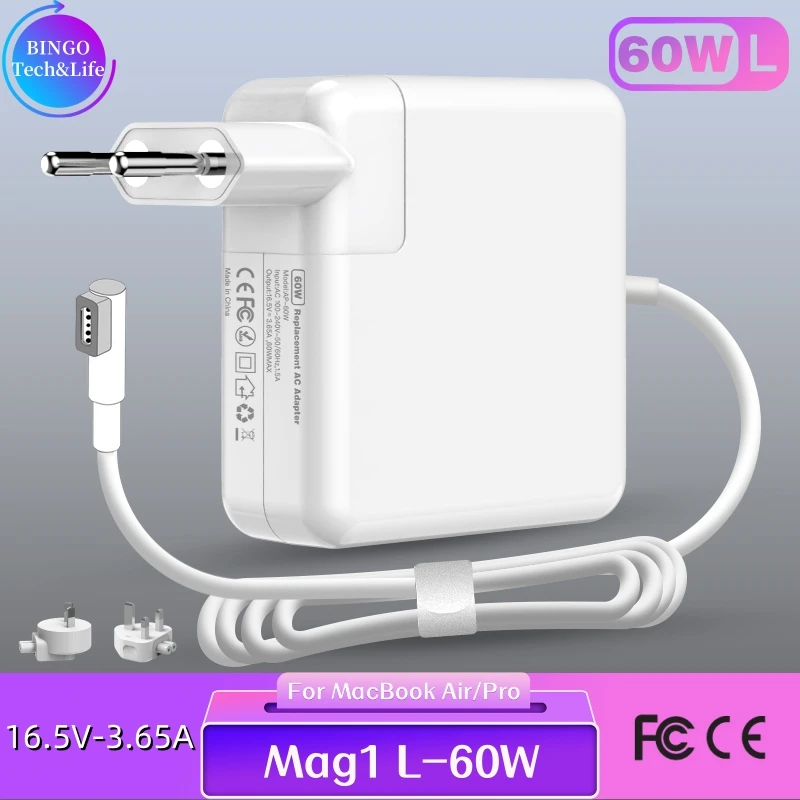 60W MagSafe1 L-Head-Ladegerät für Pro A1181/A1278 & Book Air 16,5V 3,65A Ersatzadapter | Magnetischer Sicherheitsstecker_voghion.com