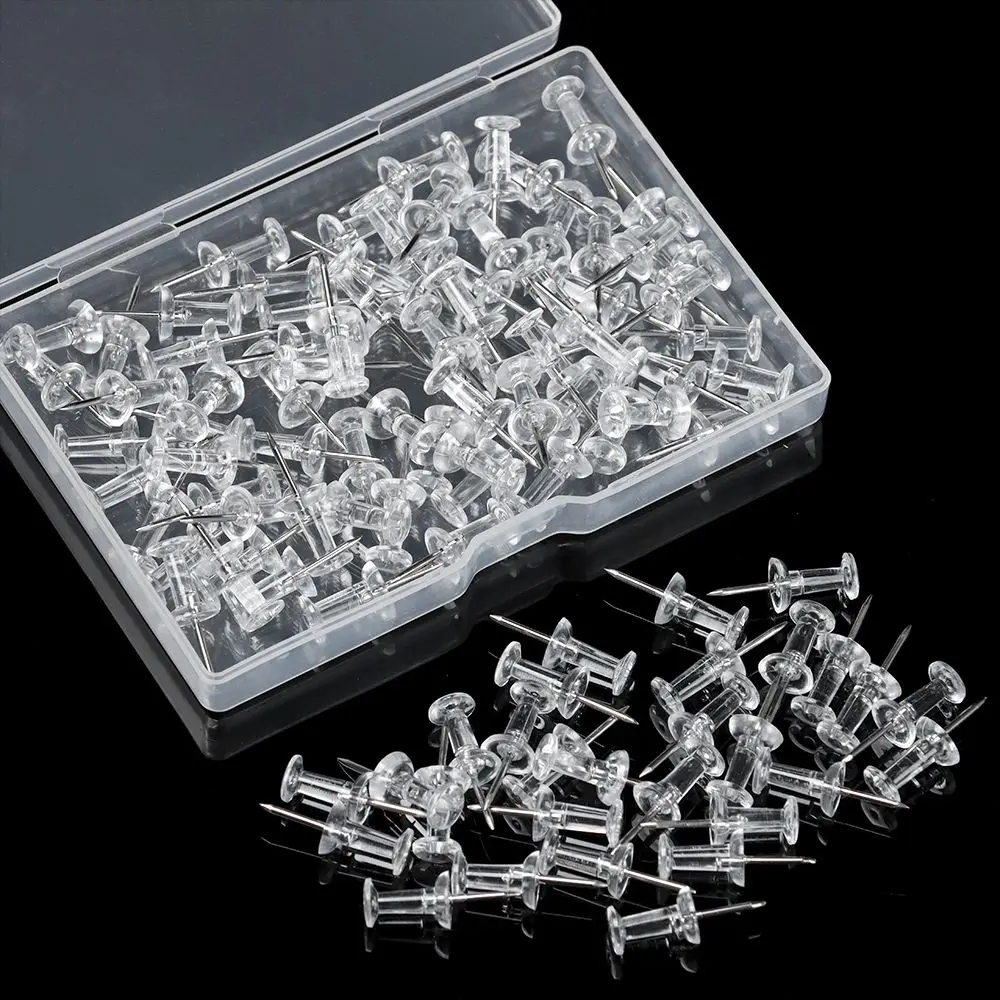 Push Pins 100 Pcs Plastic Tacks Drawing Pins Stationery Buttons Office School Supplies