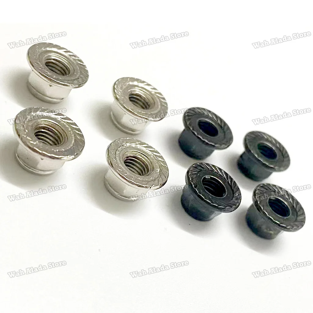 Écrous à bride M5 CW CCW disposés en cercle, reflets métalliques, pour drone RC.