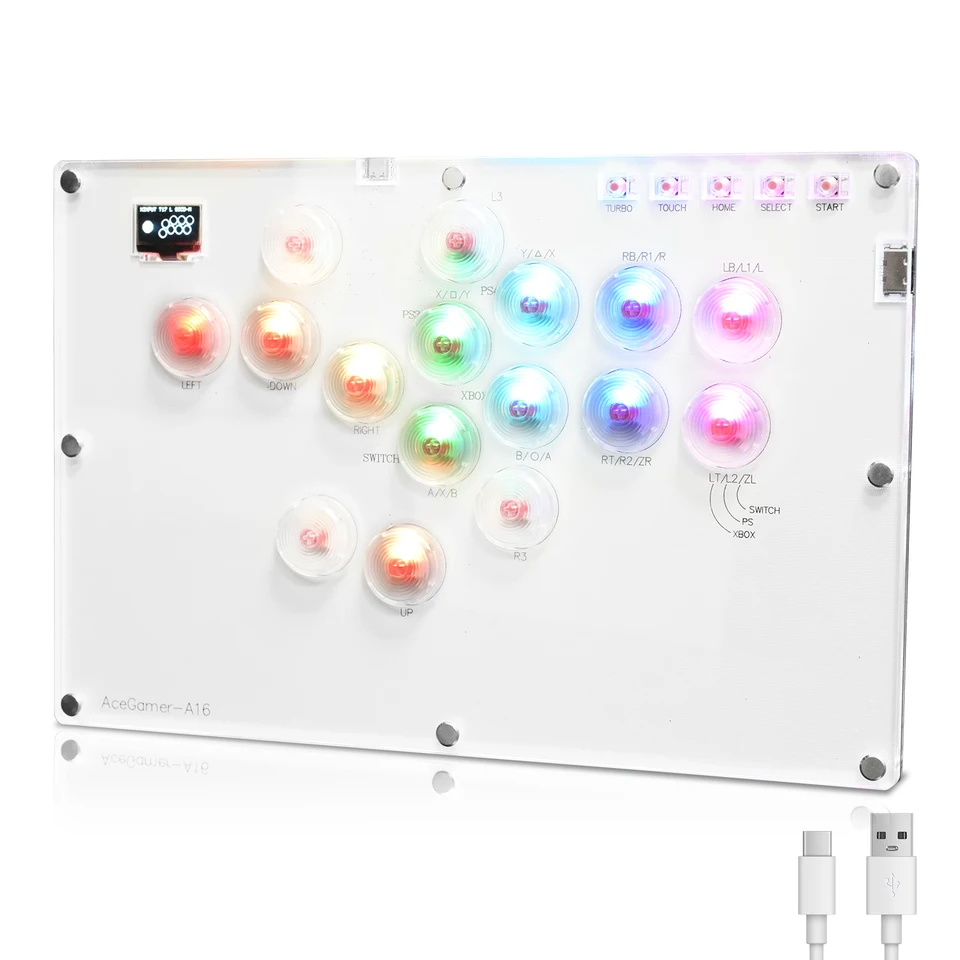 16Keys Turbo RGB Arcade Stick Gamer Controller