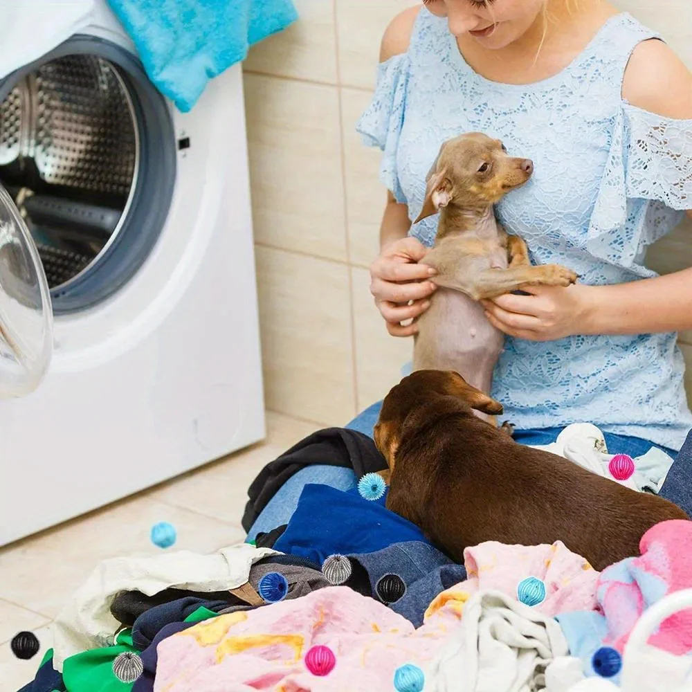 Laundry Ball 6PCS Pet Hair Remover Lint Remover Reusable Dryer Nylon Balls Dogs Cats Hair Lint