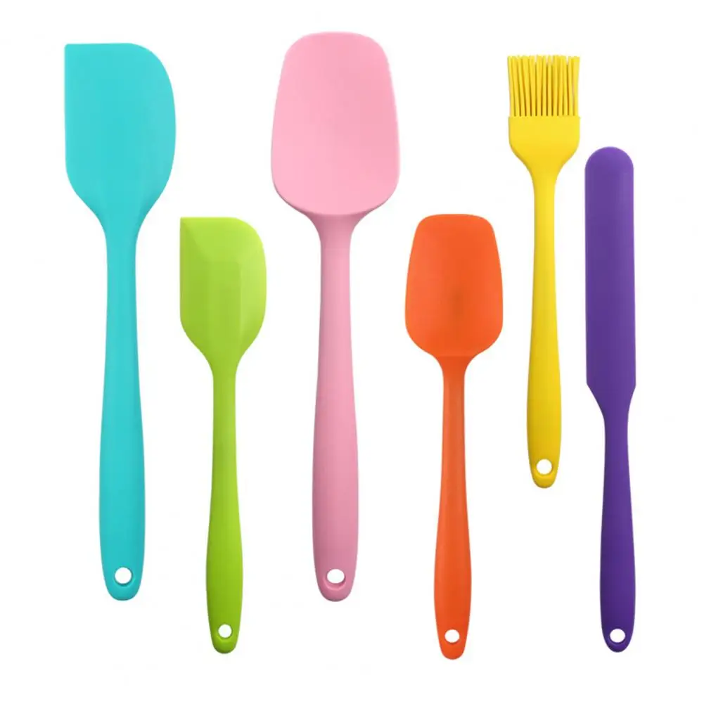 6 Pcs Silicone Baking Spatula Set Kitchen Utensils for Cooking Mixing Scraping High Heat Resistant Non Stick Dishwasher Safe Col