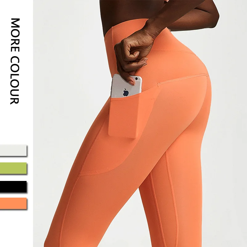 Dave&Di Fashion Breathable Splicing Slim Fit  Naked Yoga Pants  Women's Sports Fitness SeamlessCropped Pants Women