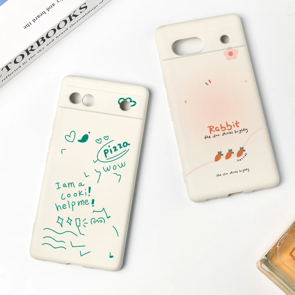 

Luxury Fundas for Google Pixel 8 Pro 7a 7Pro 6 6a 6Pro Soft Liquid Silicone Protection Shell for Pixel 7 Text Labels Phone Cases