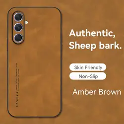 Luxury Sheepskin Leather Phone Case - Premium Back Cover for A03S (Brown)