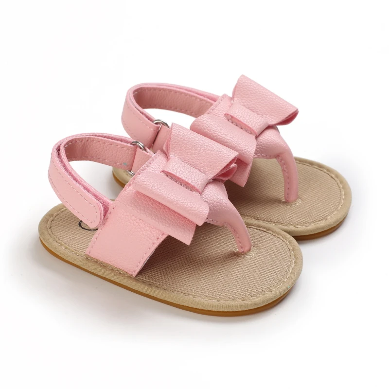 Pink Baby Bow Princess Shoes For 0-1 Year Old Baby Girls With Rubber Soles For Indoor and Outdoor Parties and Wedding Dresses 2