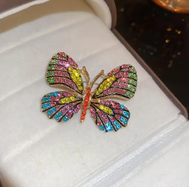 4 spille colorate alla moda smaltate con animali, con strass, farfalla, cavalluccio marino, libellula, lucertola, per donne e gioielli