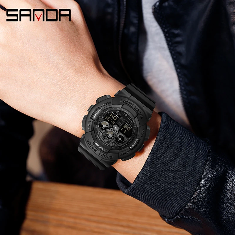 SANDA Multifunctional Sports Watch Waterproof Luminous Dual Movement Quartz Electronic Watch Fashion Couple for Men Women