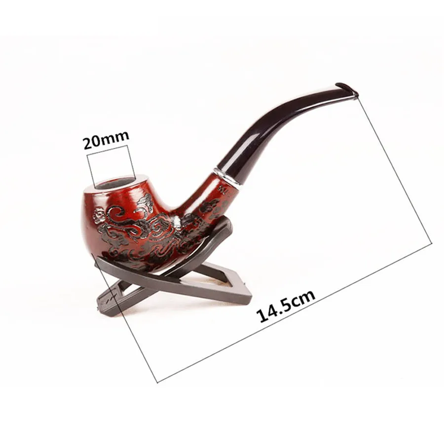 Handmade 14.5cm Length Classic Bent Wooden Smoking Pipe With Beautiful Carve Patterns Smoking Tobacco Dry Herb Pipes 3
