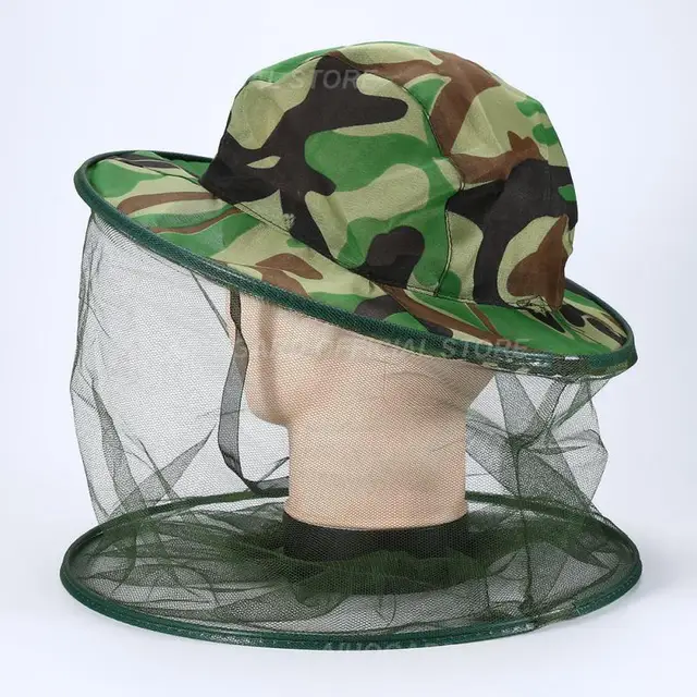 Camo Méhészeti Kalap Fej Feje Védelem Fátyol Maszk Méh Rovar Anti-Moszkitó Biztonsági Megelőző Háló - Image 6
