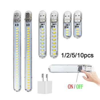 미니 휴대용 LED USB 빛 터치 센서 스위치 3 8 24 LED 책 독서 밤 책상 램프 PC 노트북 보조베터리 조명