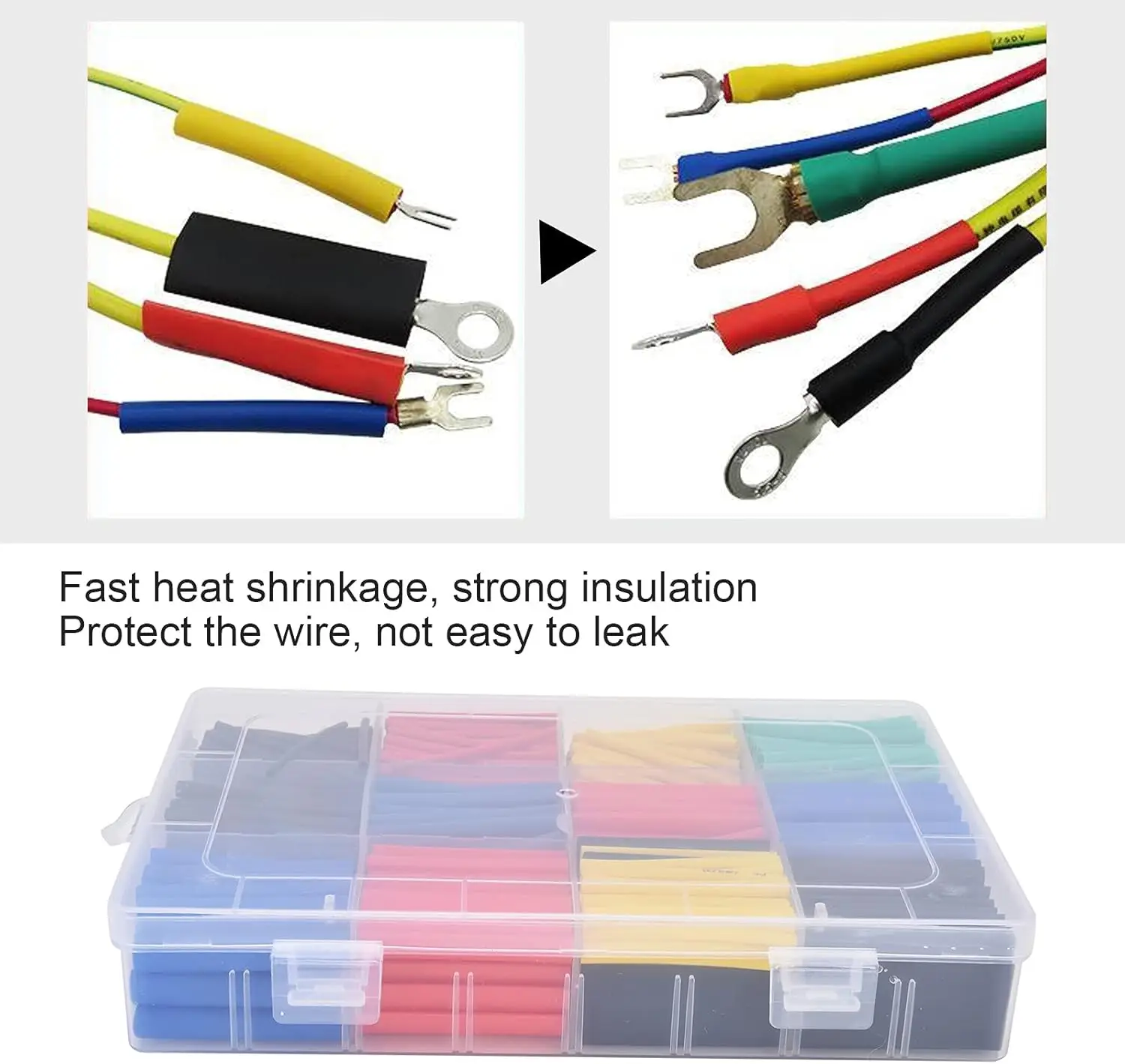 Heat Shrink Tubing 2:1 Electrical Wire Cable Wrap Assortment Electric Insulation Heat Shrink Tube Kit 800PCS