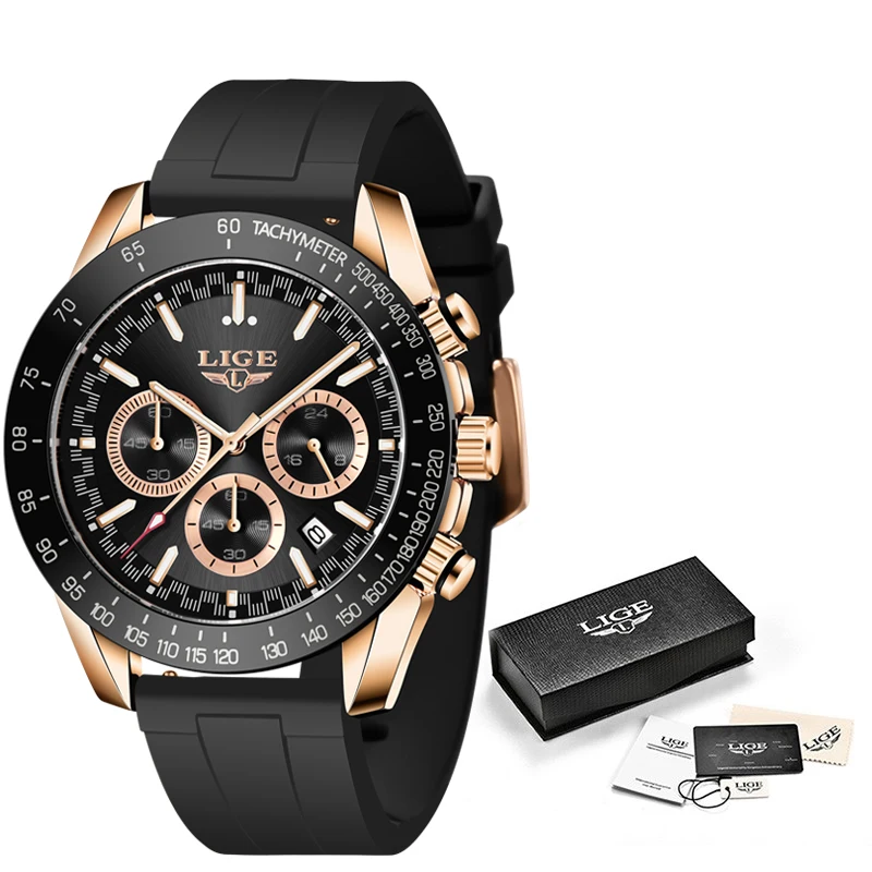 LIGE Luxury Golden Men Watches Fashion Sports Waterproof Watch for Men Gents Business Quartz Wristwatch Reloj Hombre New 2022 