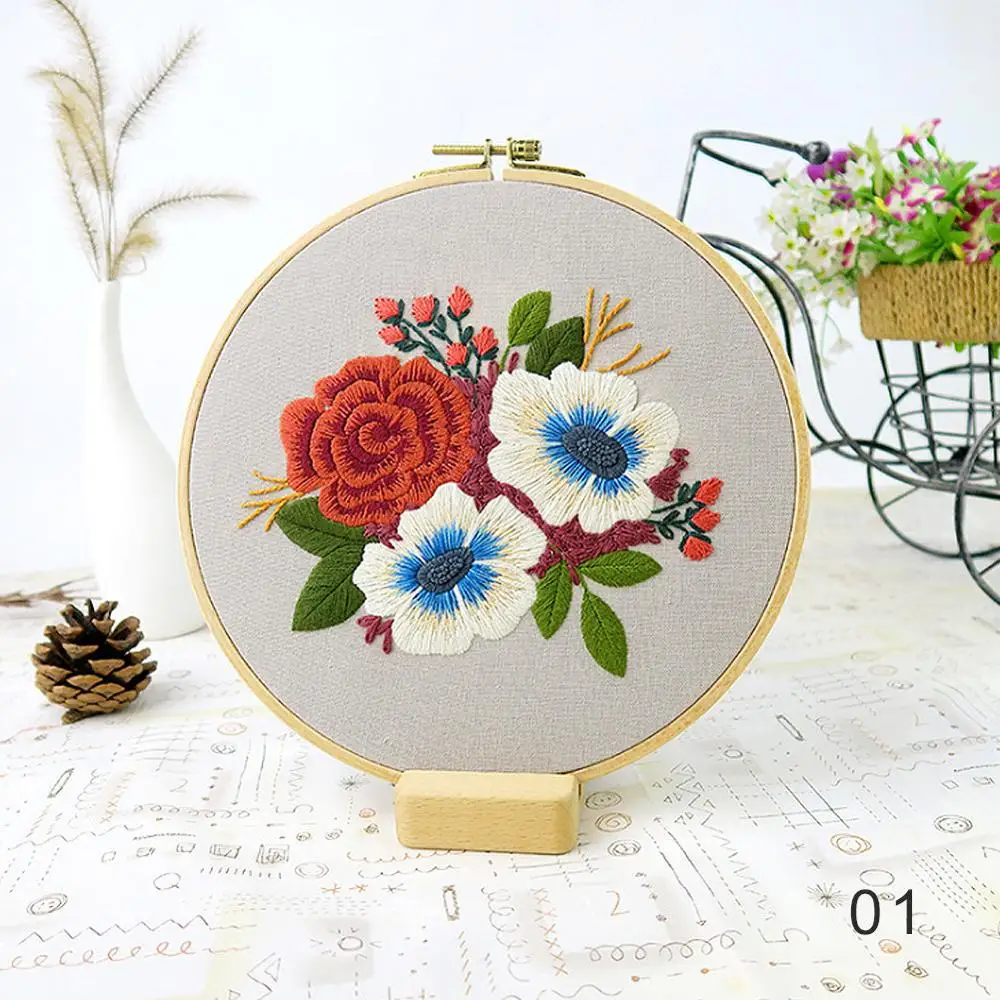 DIY Embroidery Flower Handwork Needlework for Beginner Cross Stitch Kit Ribbon Painting Embroidery Hoop Home Decoration embroidery set embroidery kits embroidery hoop embroidery tool