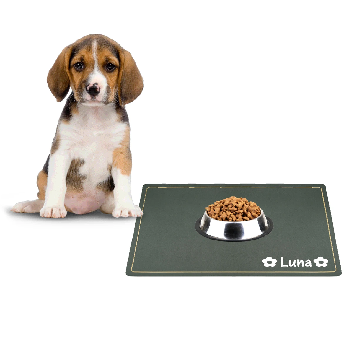 Custom Name Dog Placemat Waterproof Engraved Pet Cat Mat PU Leather Pet Food Pad Pet Bowl Drinking Mat Dog Feeding Placemat 5