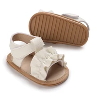 Citgeett Summer Infant Baby Girl Sandals PU Leather Non-slip Pleated Casual Daily Flats Toddler Shoes 4