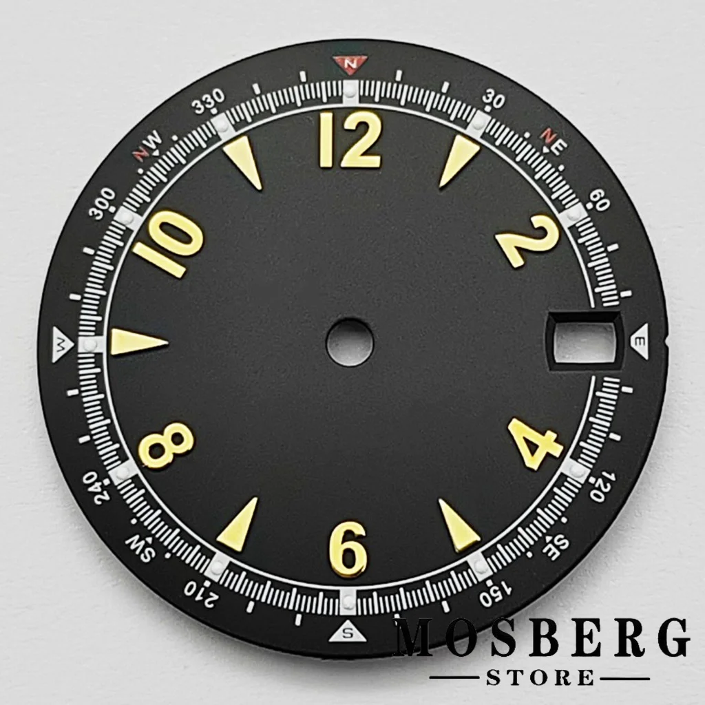 Green Luminous Watch Dial with Date Window - Black/Blue