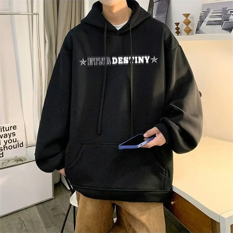 Autumn Fleece Oversized Hoodies For Men Hip Hop Letter