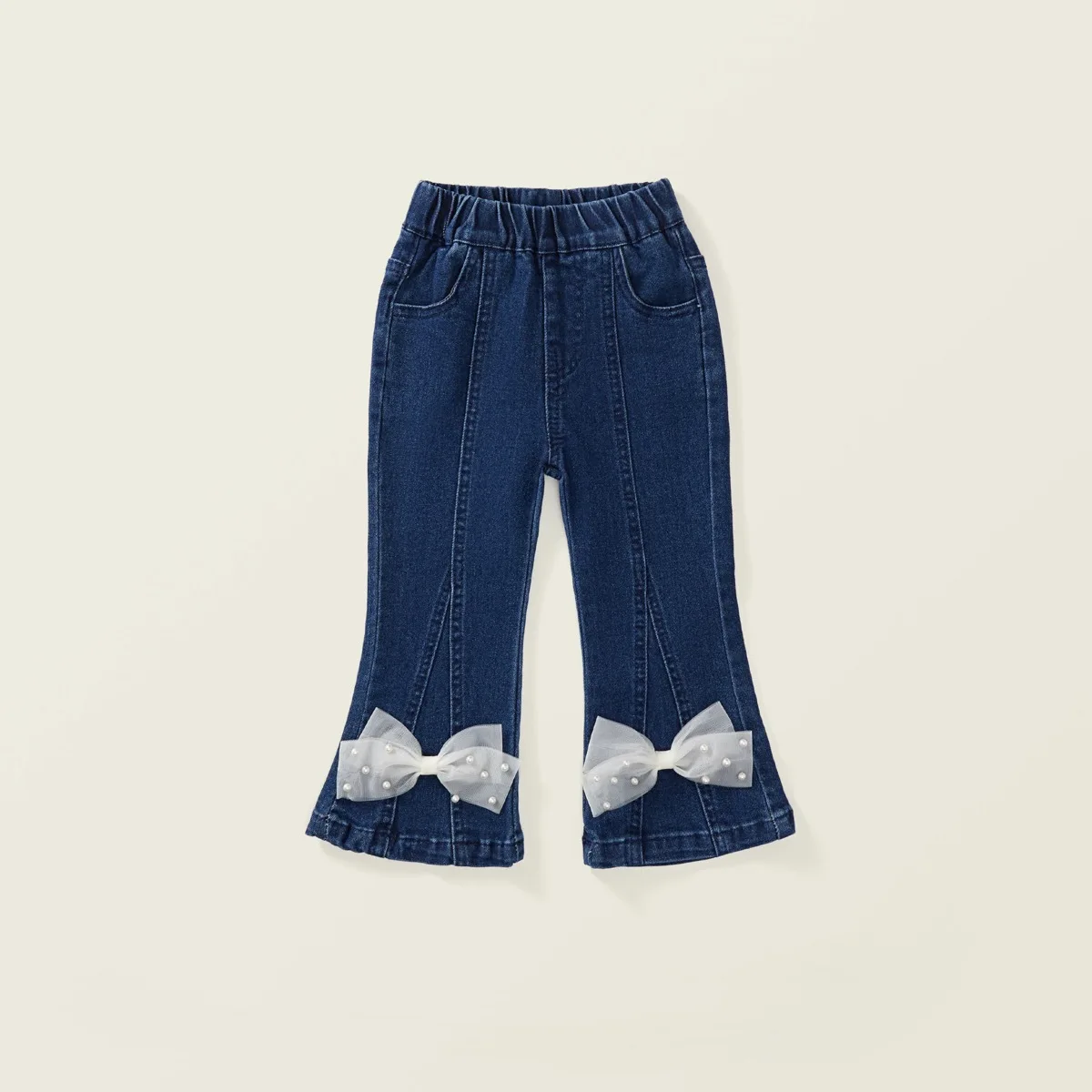 

1-10 Years Spring Autumn Children Kids Girls Cotton Butterfly Fit Elastic Trousers Denim Girls Flare Pants