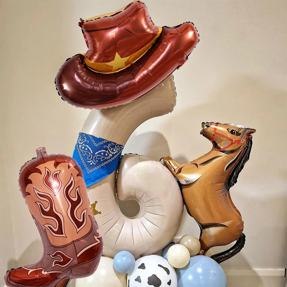 Cowgirl-Geburtstagsparty-Dekoration, großer Cowboy-Cowgirl-Hut, Stiefel, Folienballon, westliche Mottoparty, Rodeo, Junggesellinnenabschied, Dekoration – Detail 20