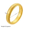 18K PVD Gold Plated Spring Antique Original Design Wide and Narrow Style Elastic  stainless Steel Bracelet Jewelry for women 4