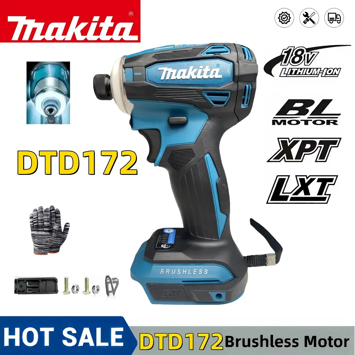 

Makita DTD172 180 NM Cordless Impact Driver 18V LXT BL Brushless Power Tools Motor Electric Drill Wood/olt/T-Mode Rechargeable