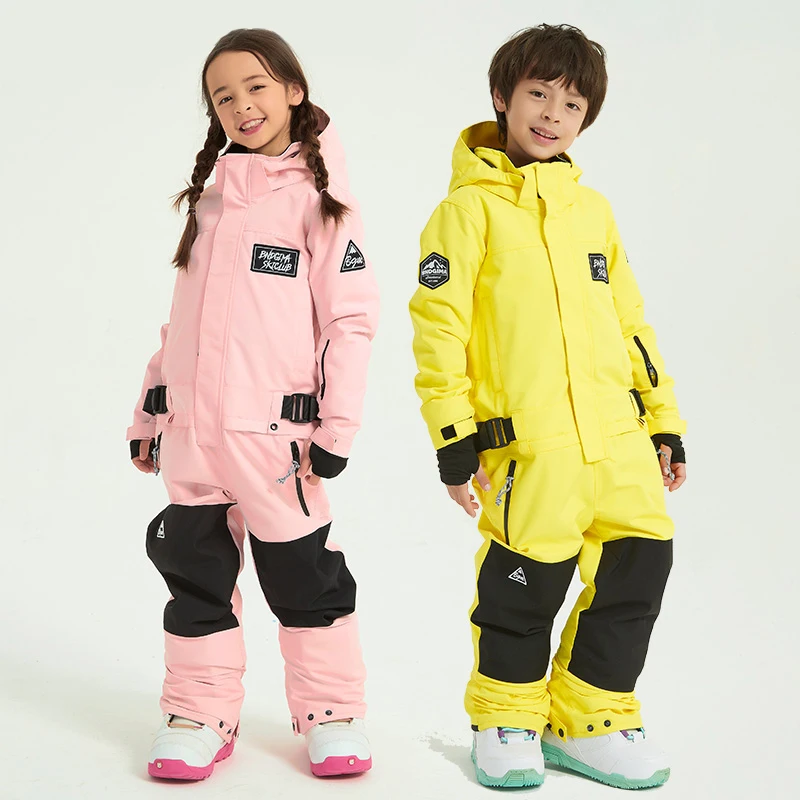 

New Children's Ski Suit Boy Winter Sets Windproof Skiing Snowboarding Waterproof One-piece Girls Snow Clothes Kids Warm Overalls
