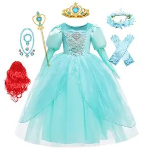 GZDMFS Fantasia de Pequena Sereia para meninas Vestido da Princesa