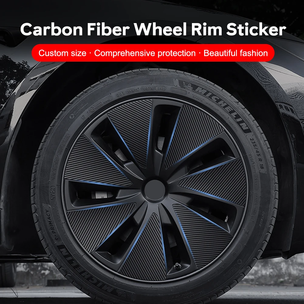 

4PCS Car Sticker Wheel Rim PVC Decorative Stickers Car Wheel Hub Decals Stickers Scratch Protection Strip For Tesla Model 3