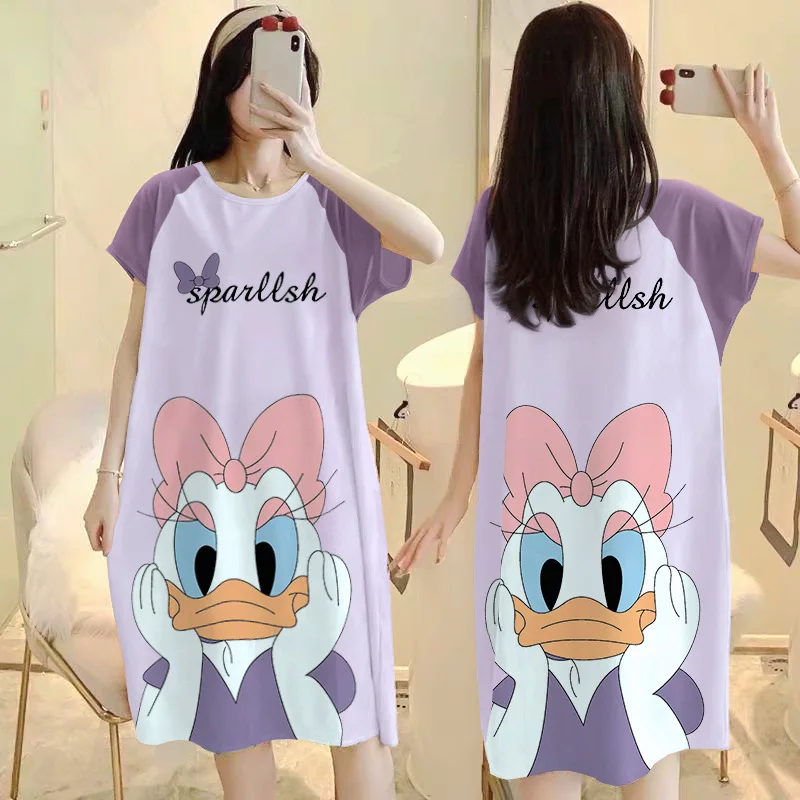 Nightdress Minnie Pajamas Ladies Summer Disney Pajamas Women's Comfortable Large Size Loose Cartoon Home Clothes cotton pajama set princess nightdress summer home clothes set