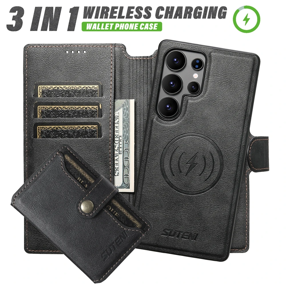 Premium 3-in-1 Flip Wallet Leather Phone Case with Card Holder and Magnetic Closure