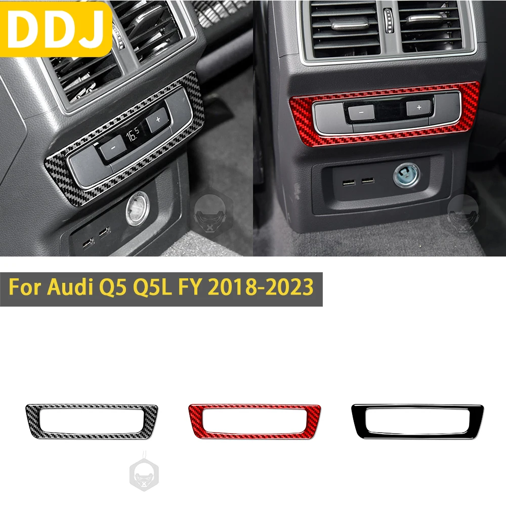 

For Audi Q5 Q5L FY 2018-23 Accessories Carbon Fiber Car Interior Rear Air Conditioning Adjustment Panel Trim Sticker Decoration