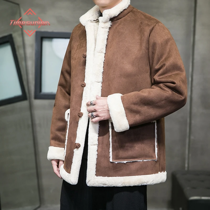 2023 Есенни зимни якета за мъже Удобно и топло велурено яке Мъжки китайски костюм Hanfu Палто с памучна подплата