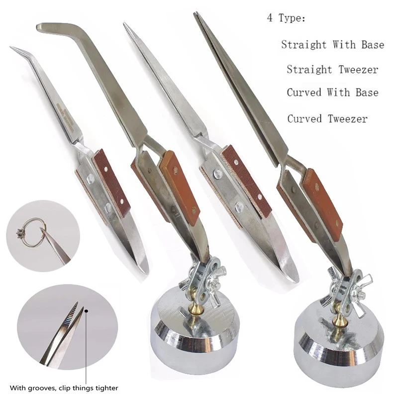 Curved Straight Rebound Jewelry Welding Tweezers Soldering Tweezer