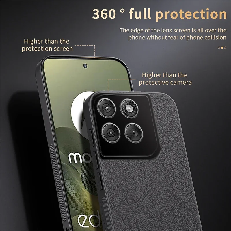 Business M Retro Lychee PU Leather Phone Case with Magnetic Anti-Drop Protection