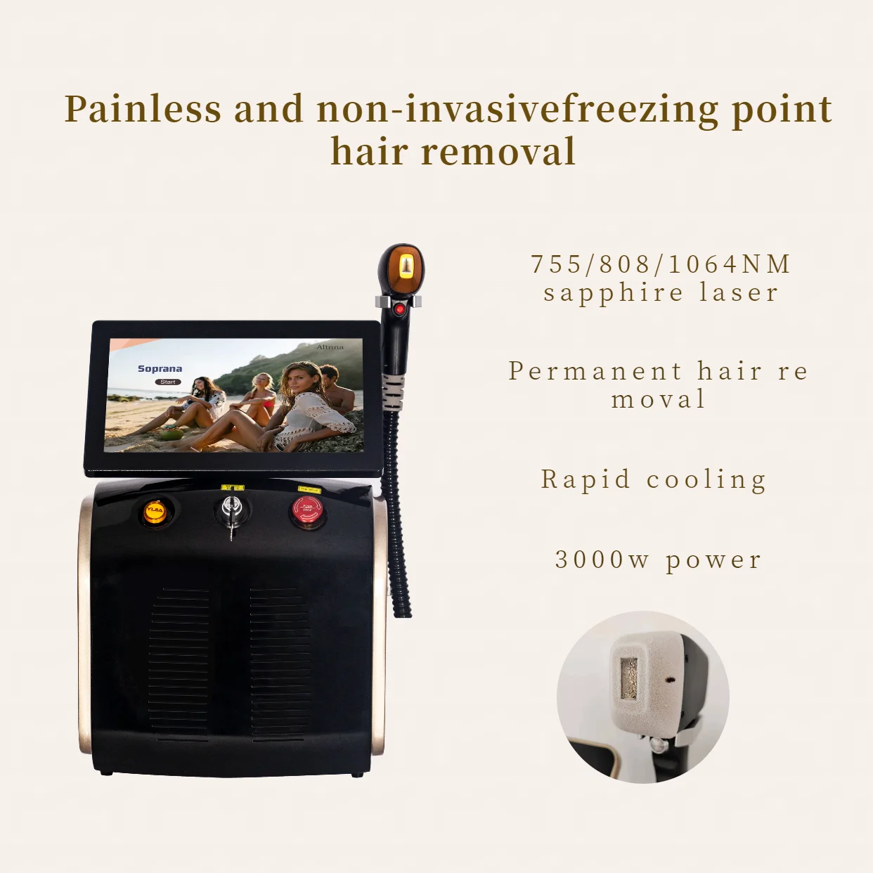 

Диодный лазер для удаления волос, профессиональный аппарат для охлаждения, омоложения кожи, отбеливания, выпадения волос всего тела, косметическое оборудование