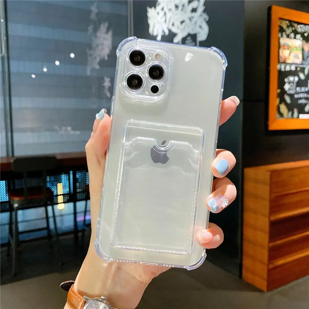 Clear Shockproof Soft Wallet Case with Transparent Card Slot