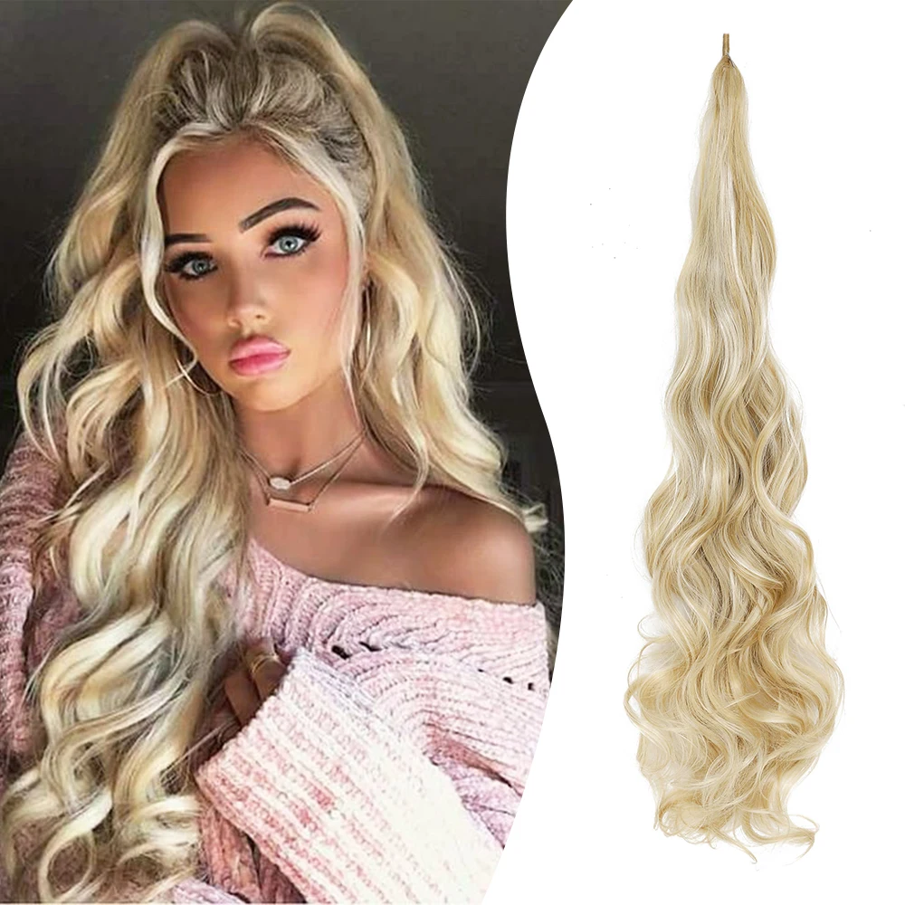 

32'' Curly Flexible Wrap Around Hair Ponytail Long Wavy Hairpiece Ponytail for Women Natural Synthetic Wave Horse Tail Extension