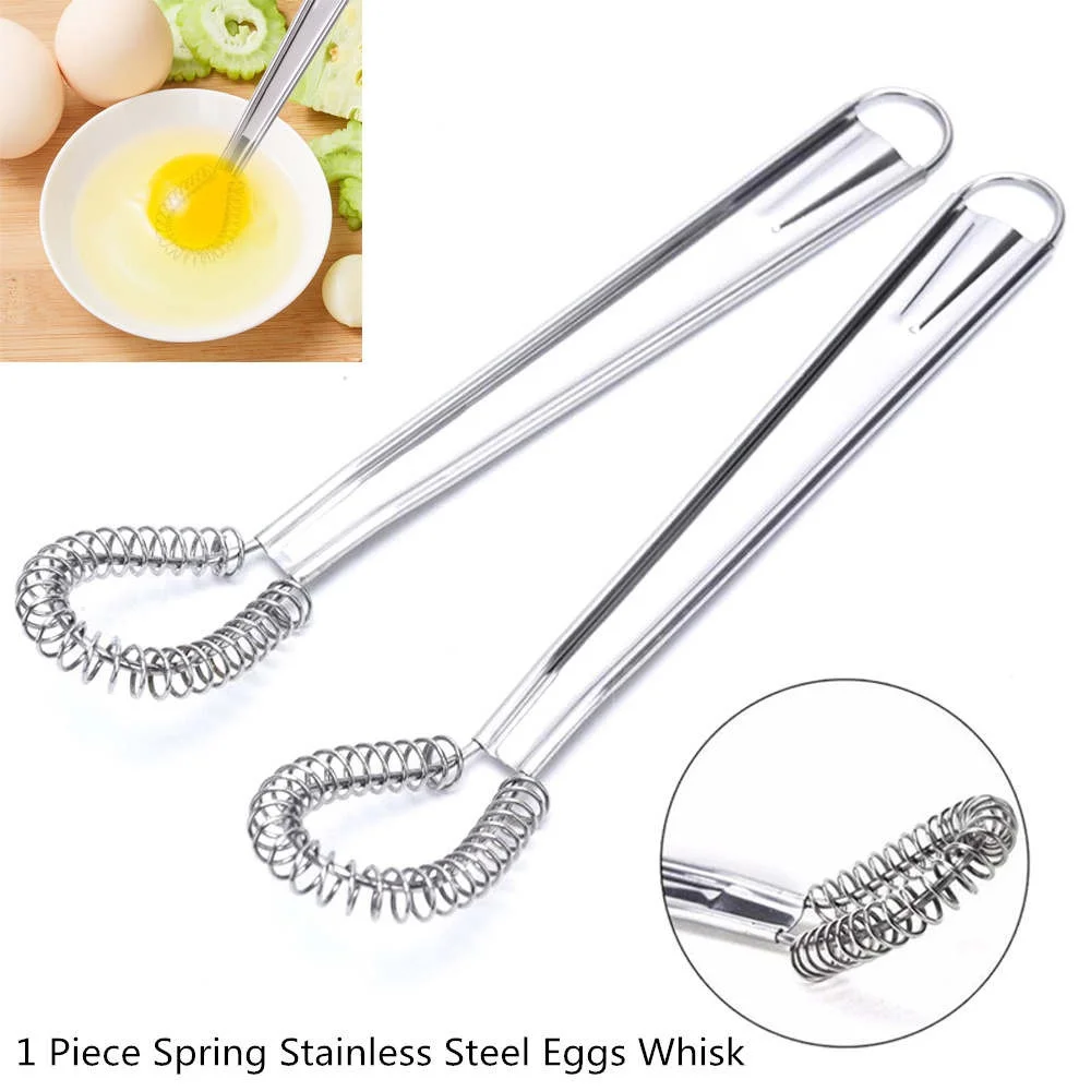 Stainless Steel Spring Manual Whisk Egg Beater Handheld Mini Kitchen Eggs Mixer egg beater balloon wire whisk wire whisk ball whisk