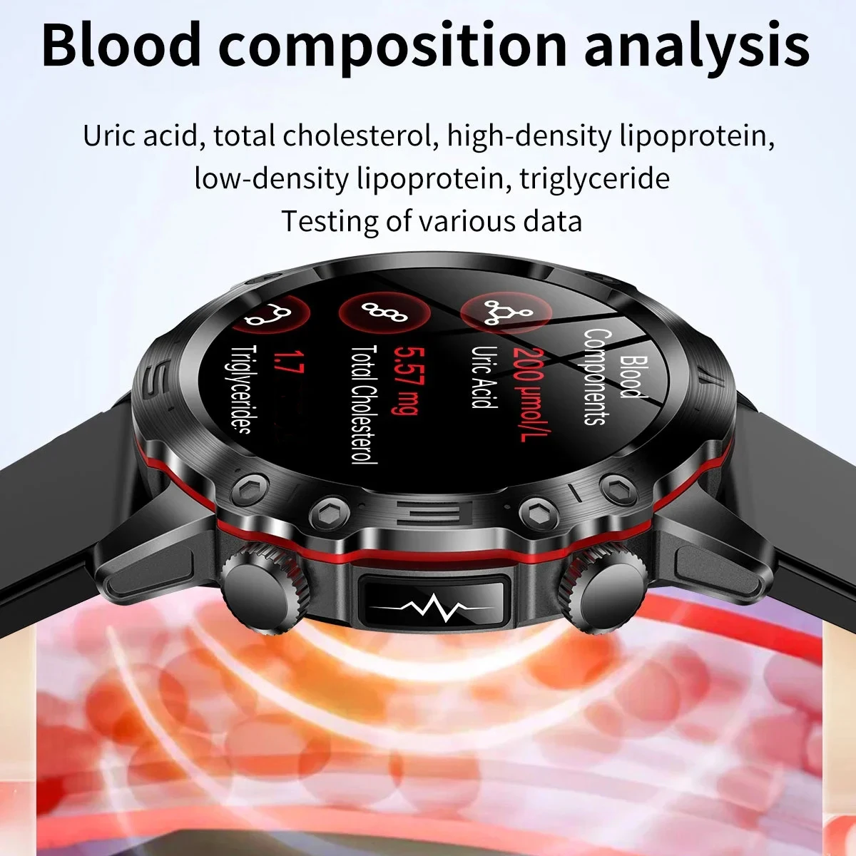 2025 New Precise Blood Lipids Uric Acid Smart Watch For Men ECG+PPG Clock Bluetooth Call Health Smart Watches view 4