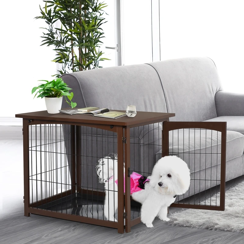 Title 2, Wooden Decorative Dog Cage Pet Crate Fence Side...